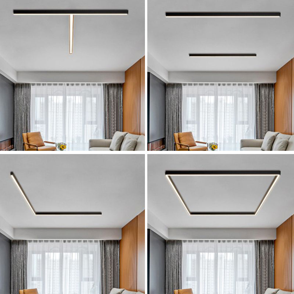 Lira Minimalist Black Linear Flush Mount Ceiling Light
