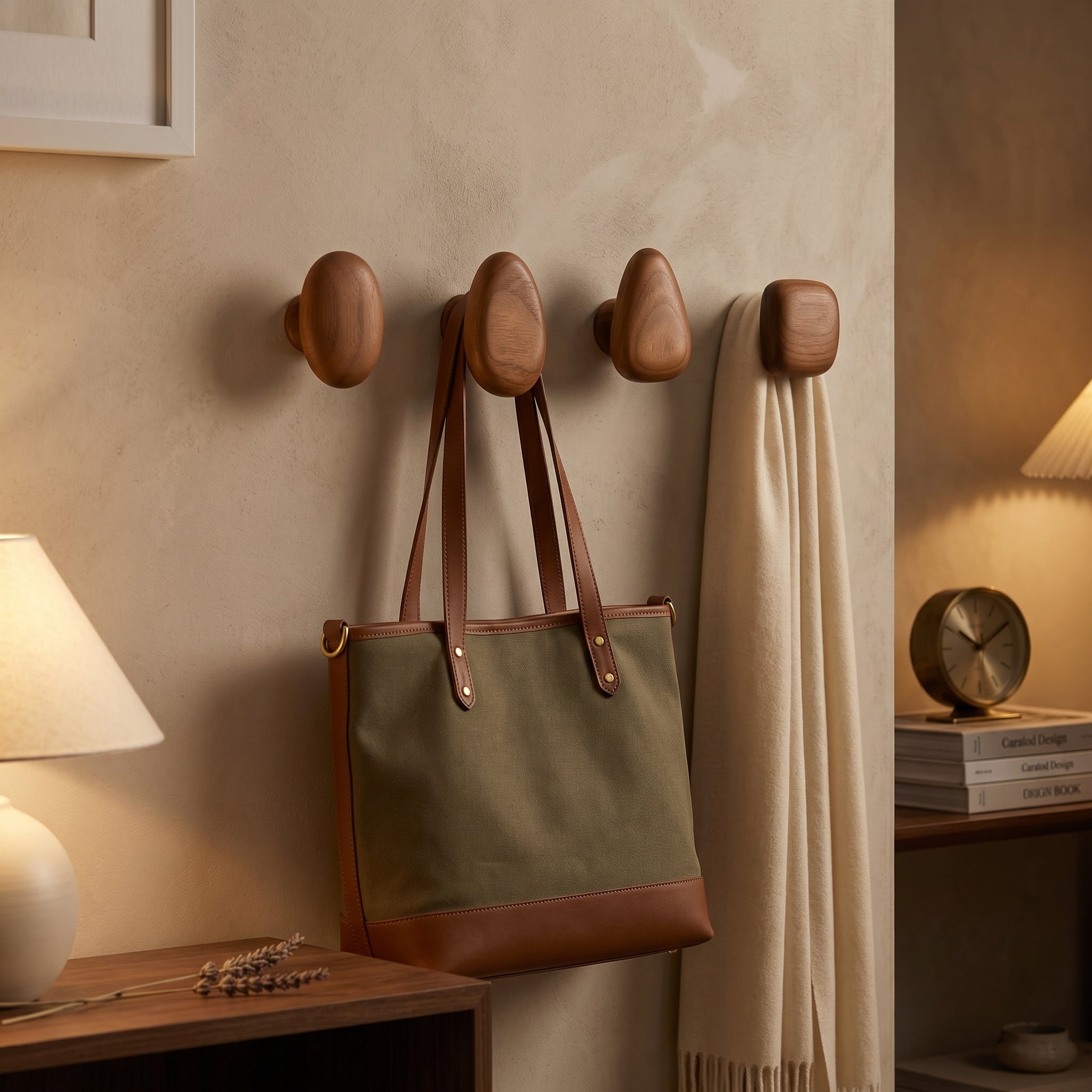 Brior Oak Pebble Wall Hooks