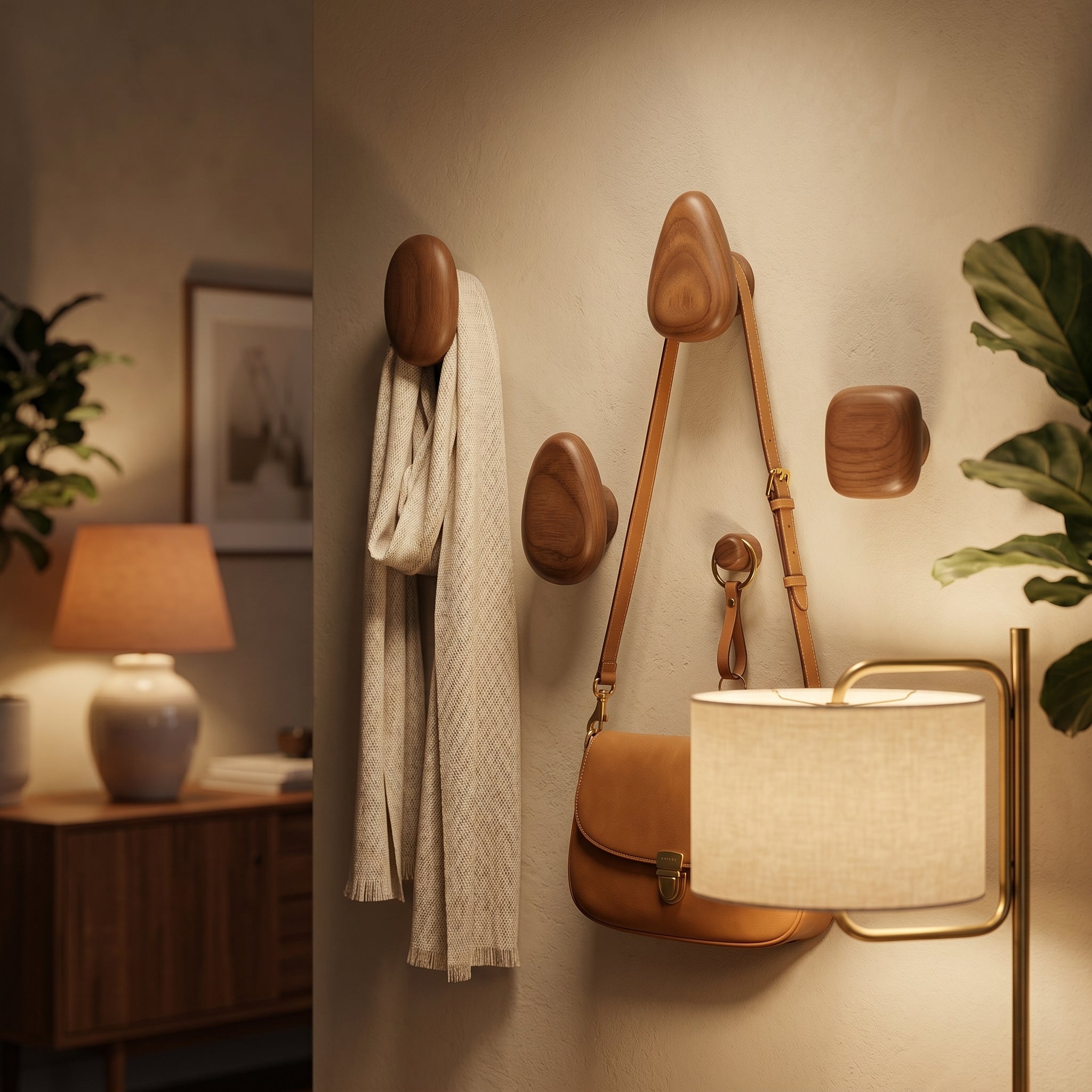 Brior Oak Pebble Wall Hooks