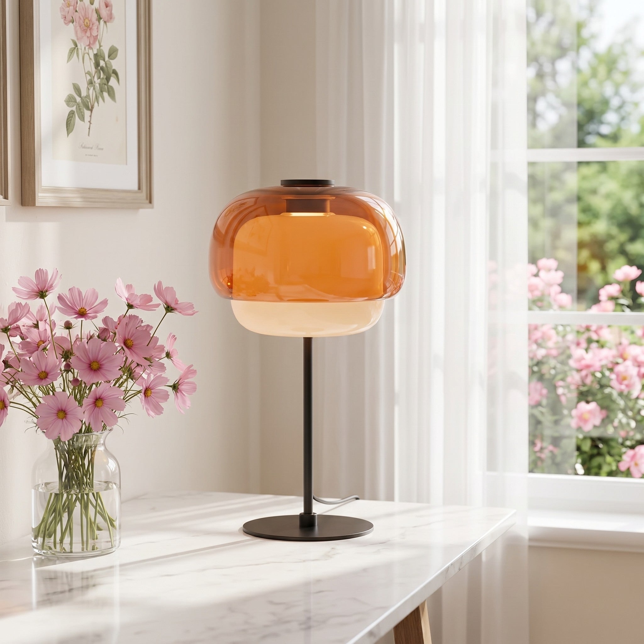 Arco Double Dome Glass Table Lamp