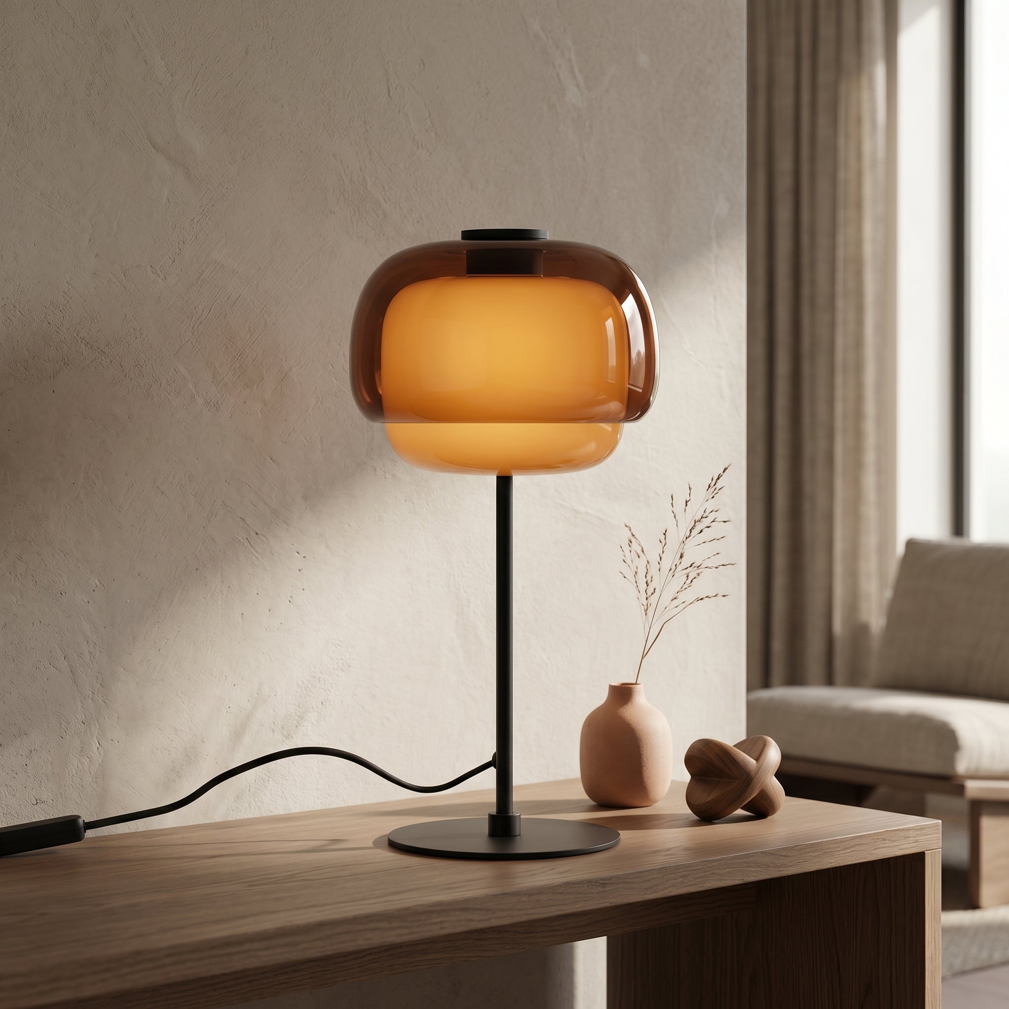 Arco Double Dome Glass Table Lamp