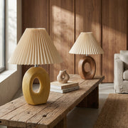 Jevo Sculpted Wood Table Lamp