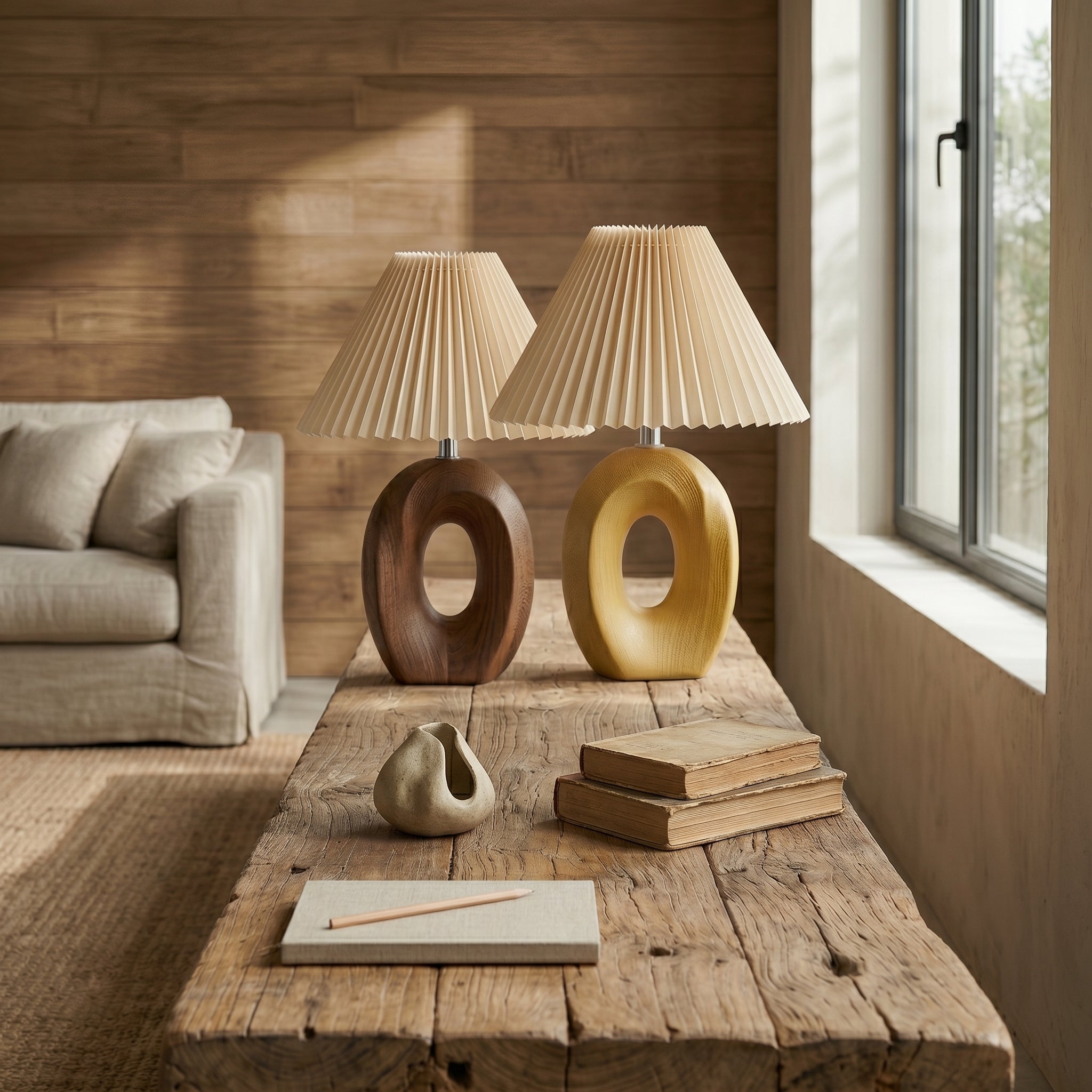 Jevo Sculpted Wood Table Lamp
