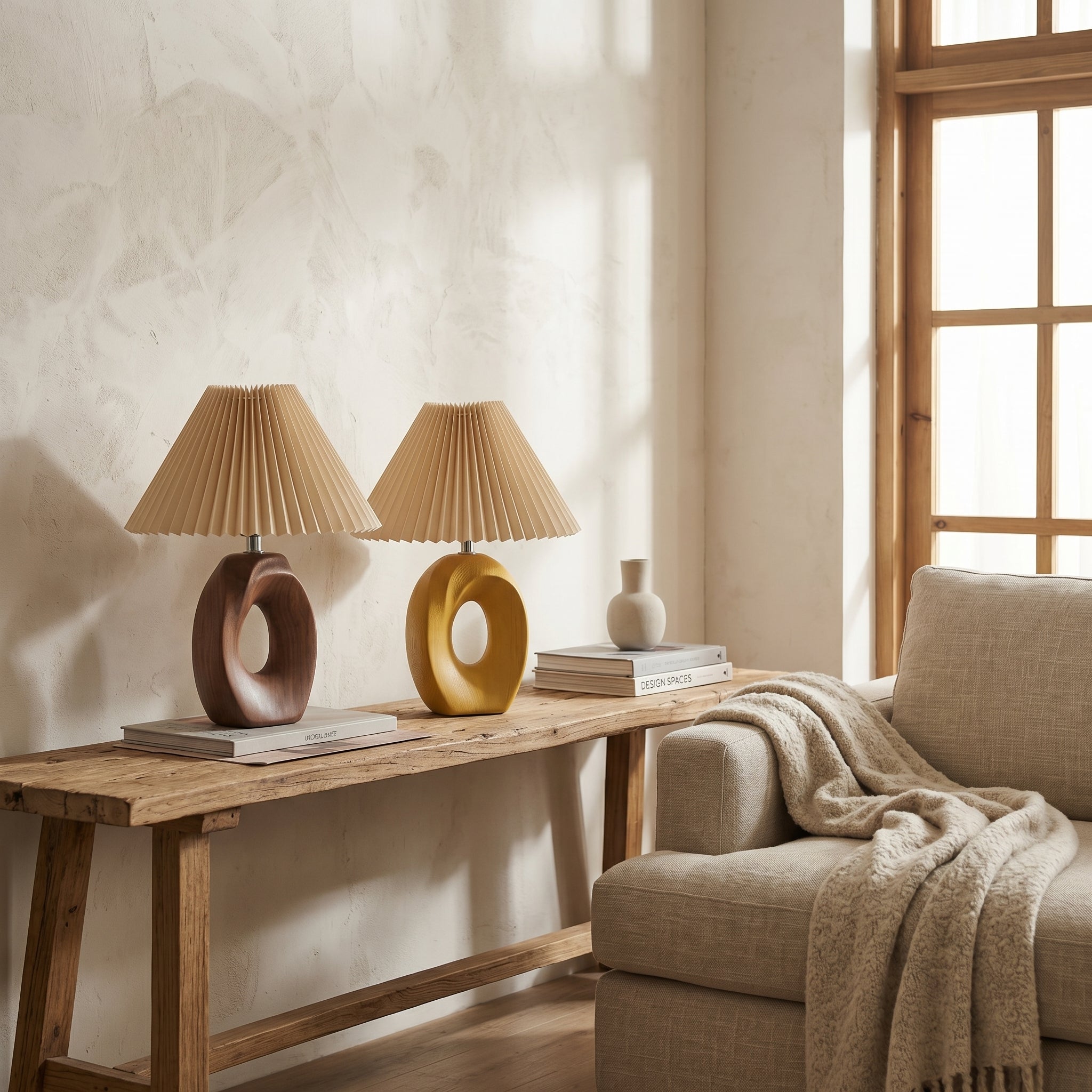 Jevo Sculpted Wood Table Lamp