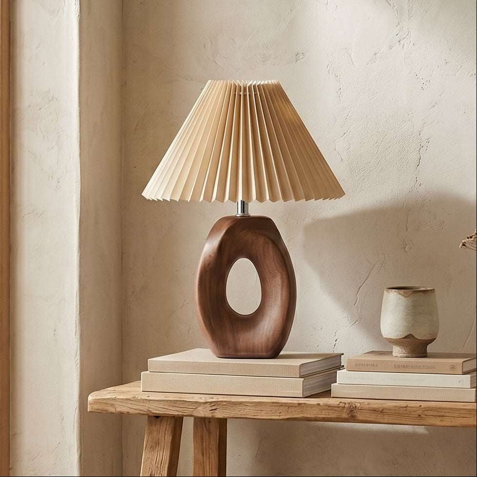 Jevo Sculpted Wood Table Lamp
