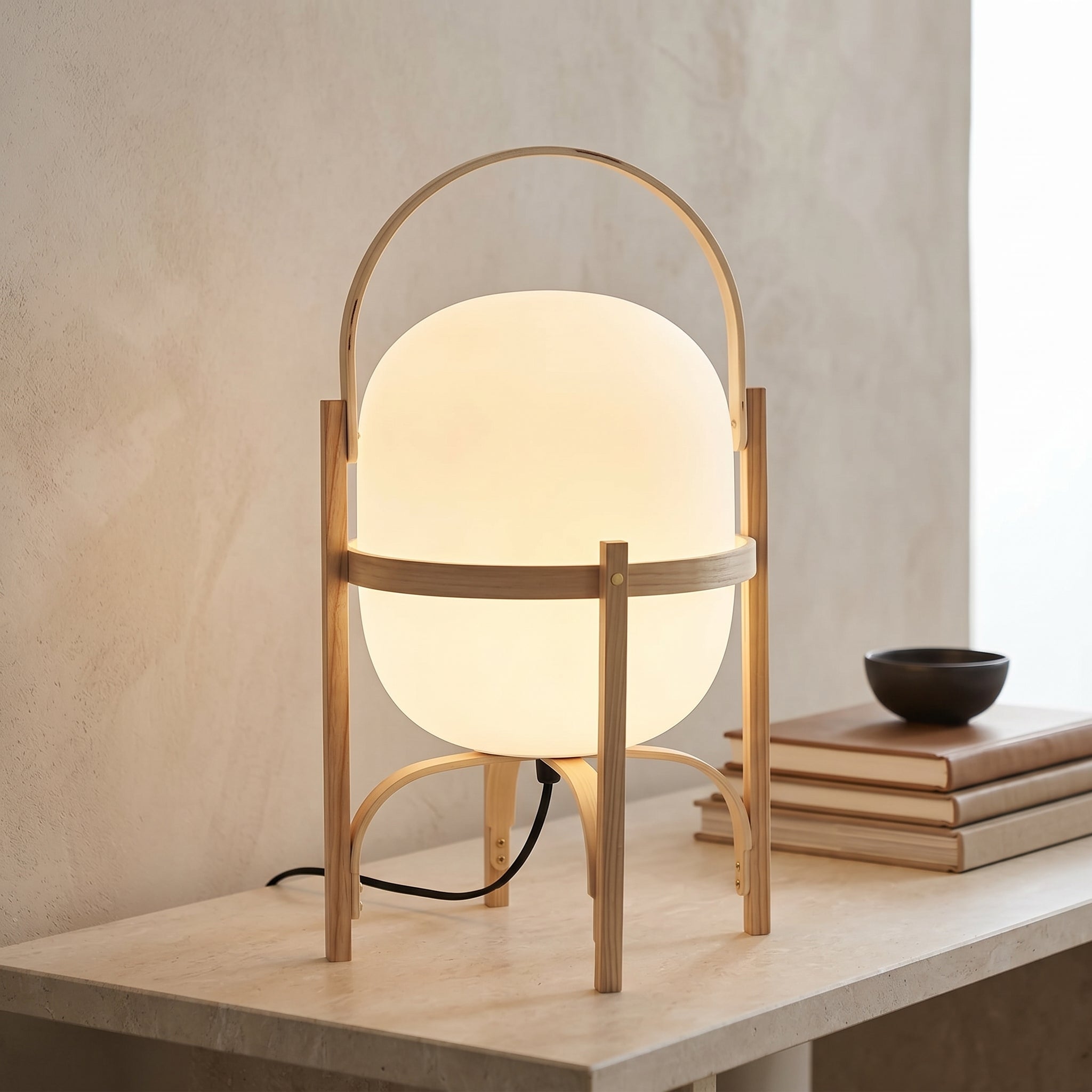 Faron Lantern Wood Table Lamp