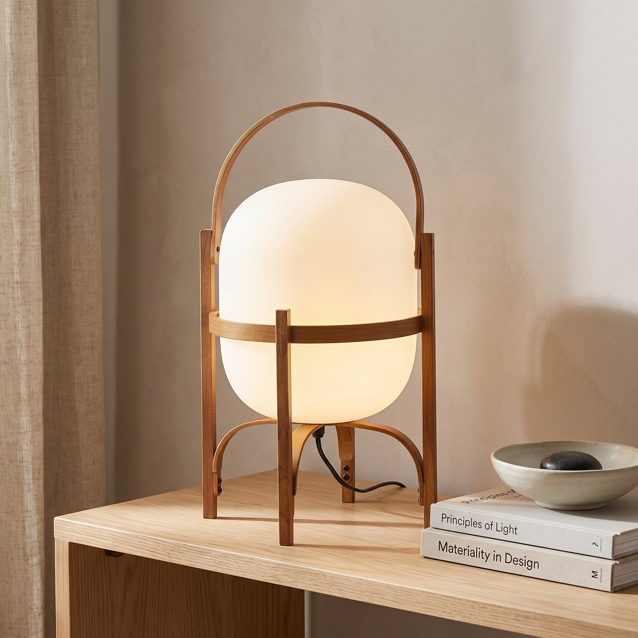 Faron Lantern Wood Table Lamp
