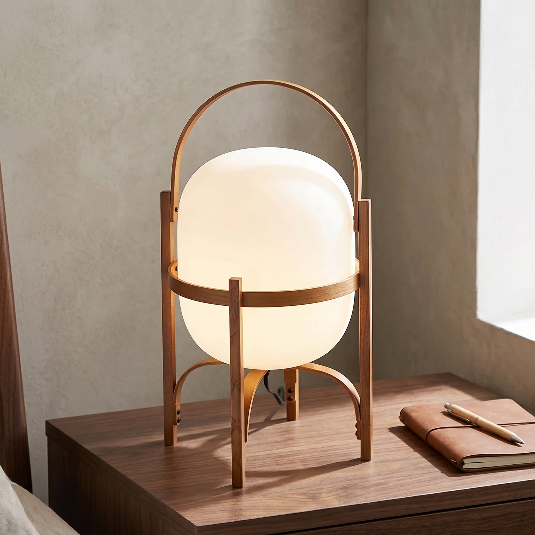 Faron Lantern Wood Table Lamp