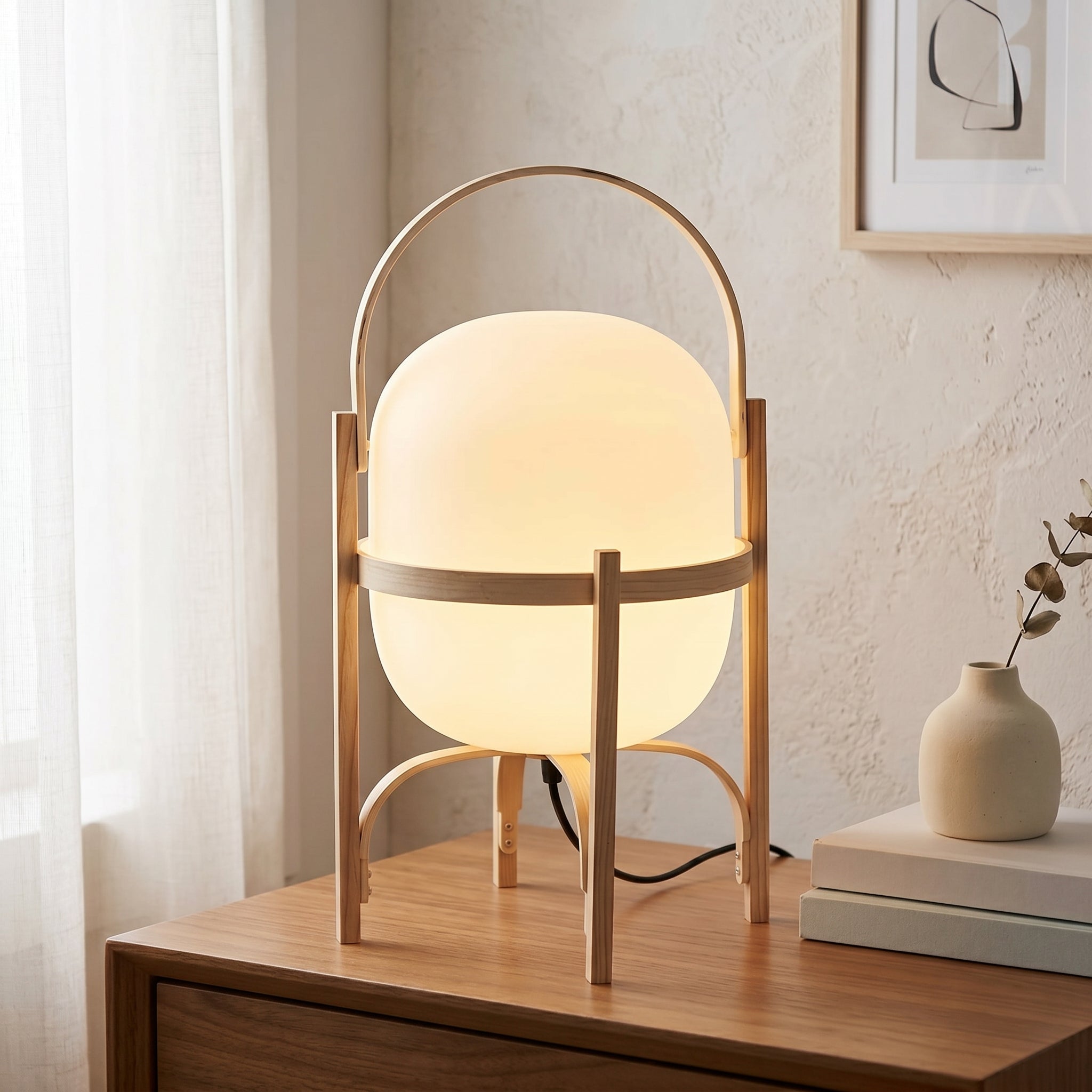 Faron Lantern Wood Table Lamp