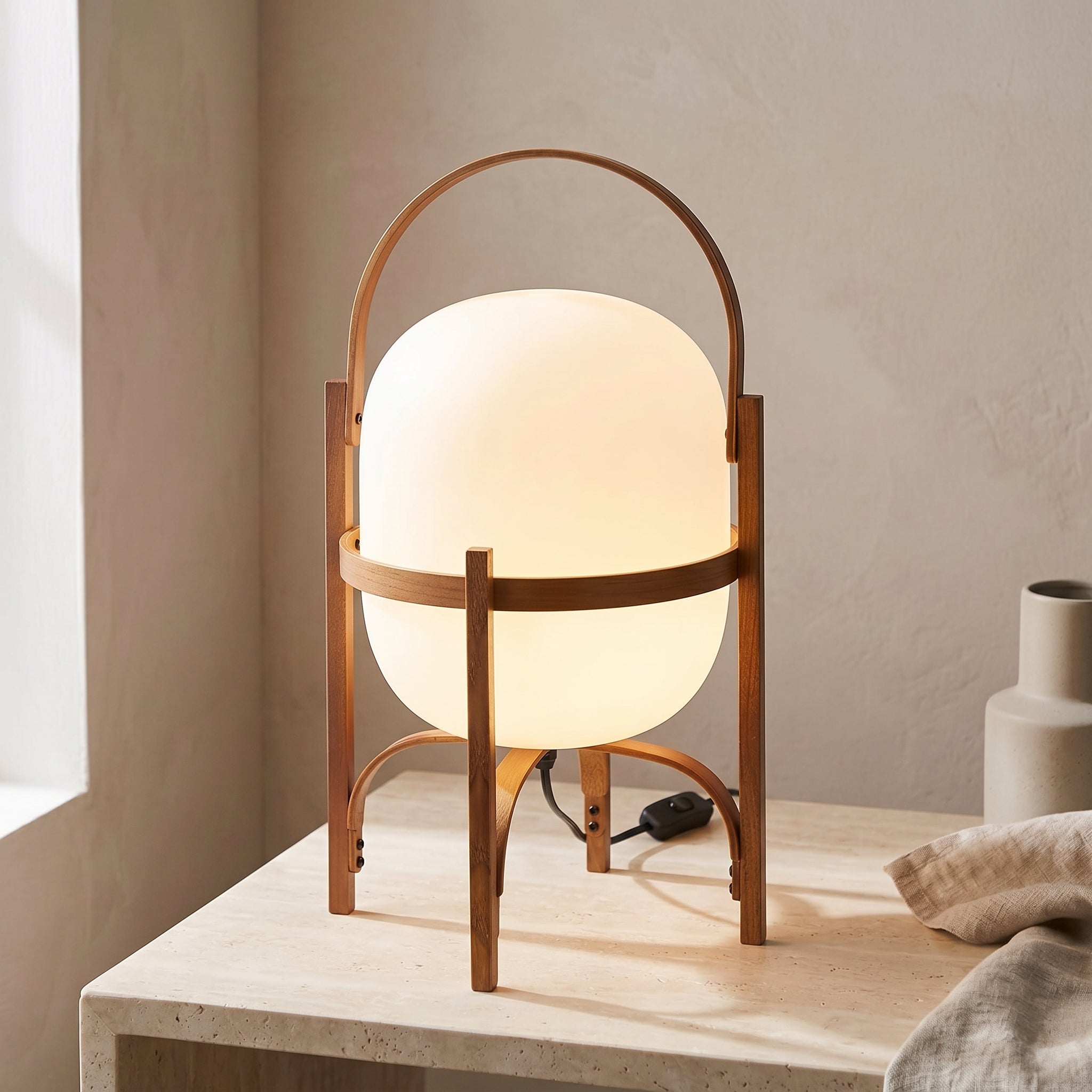 Faron Lantern Wood Table Lamp
