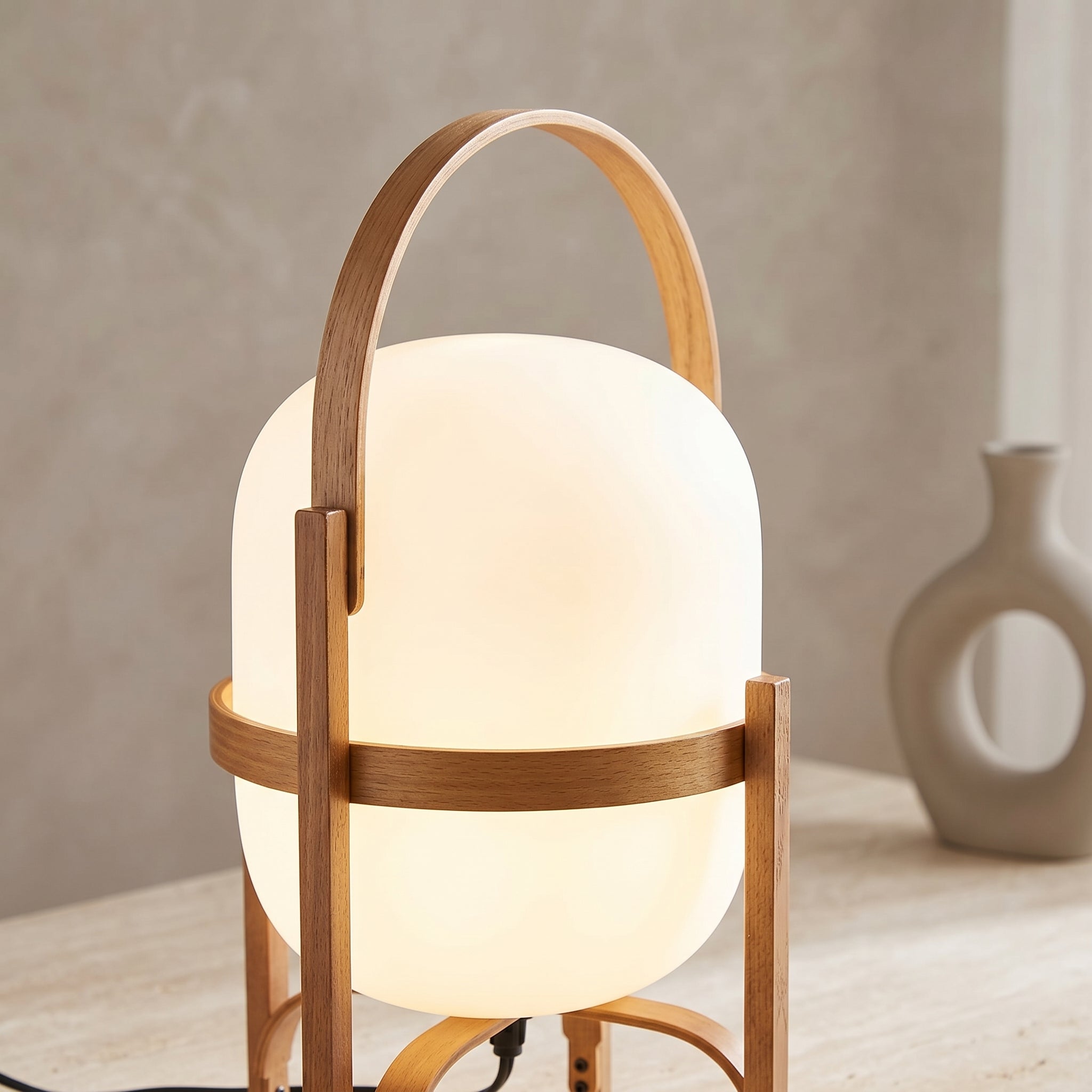 Faron Lantern Wood Table Lamp