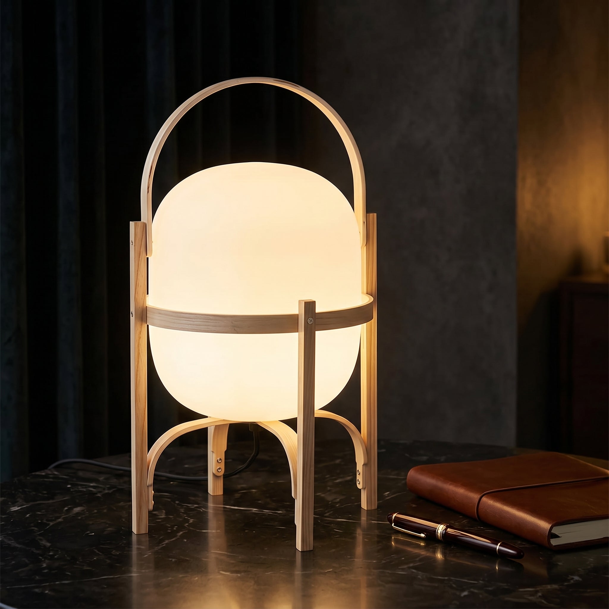 Faron Lantern Wood Table Lamp