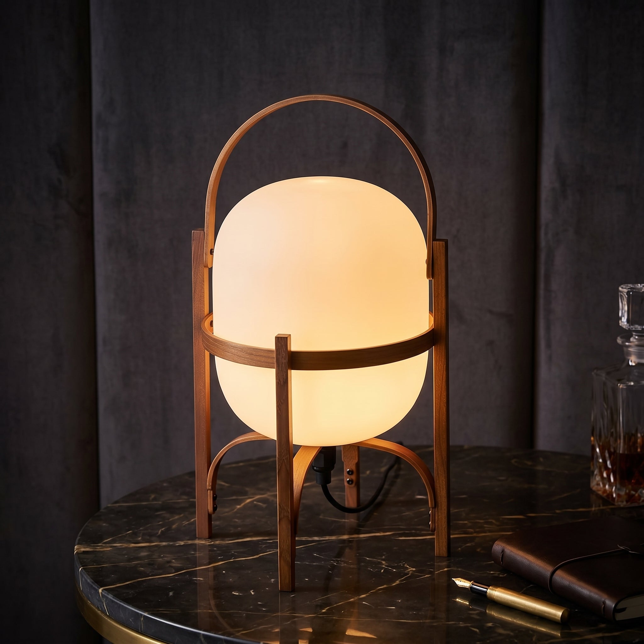 Faron Lantern Wood Table Lamp