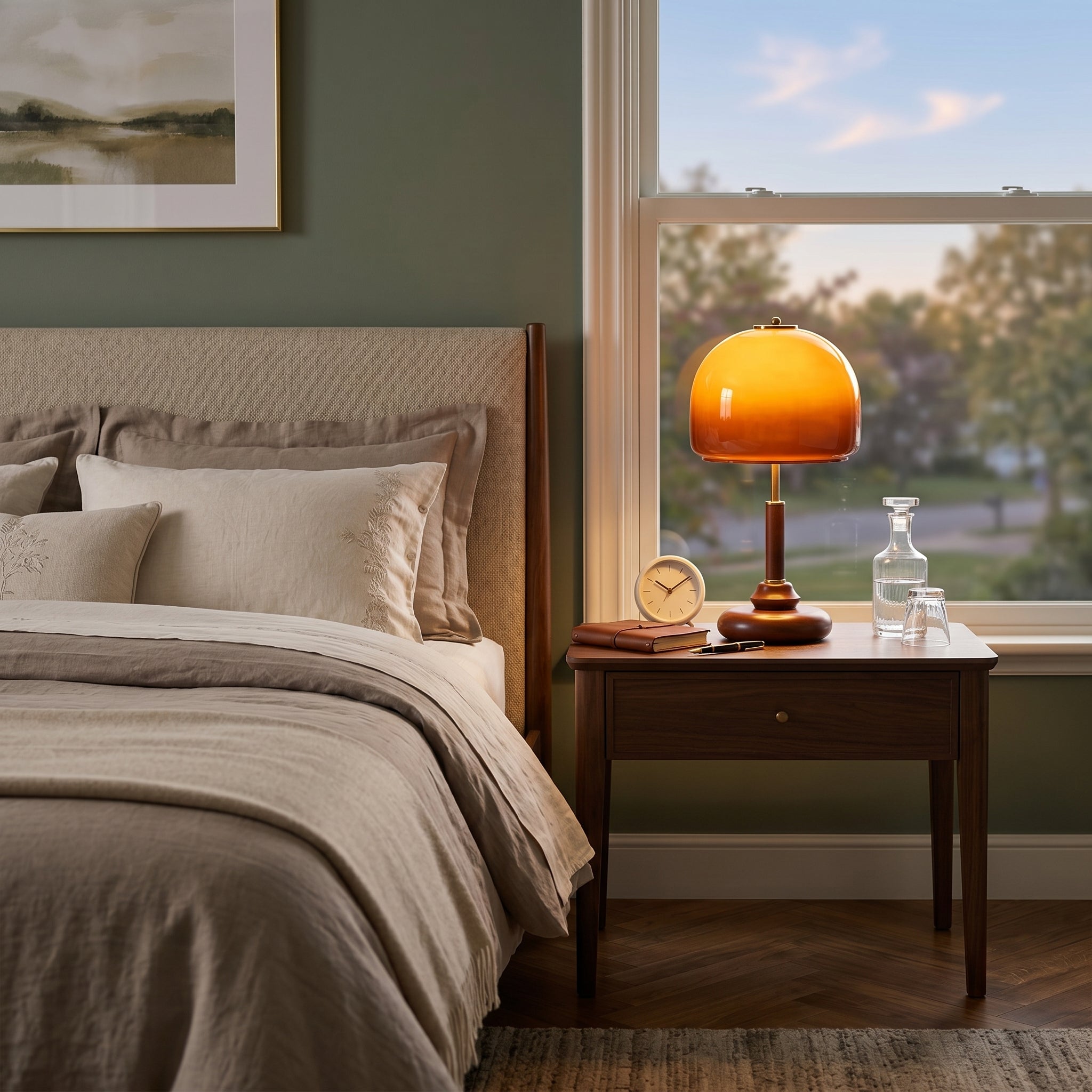 Amelo Amber Dome Table Lamp