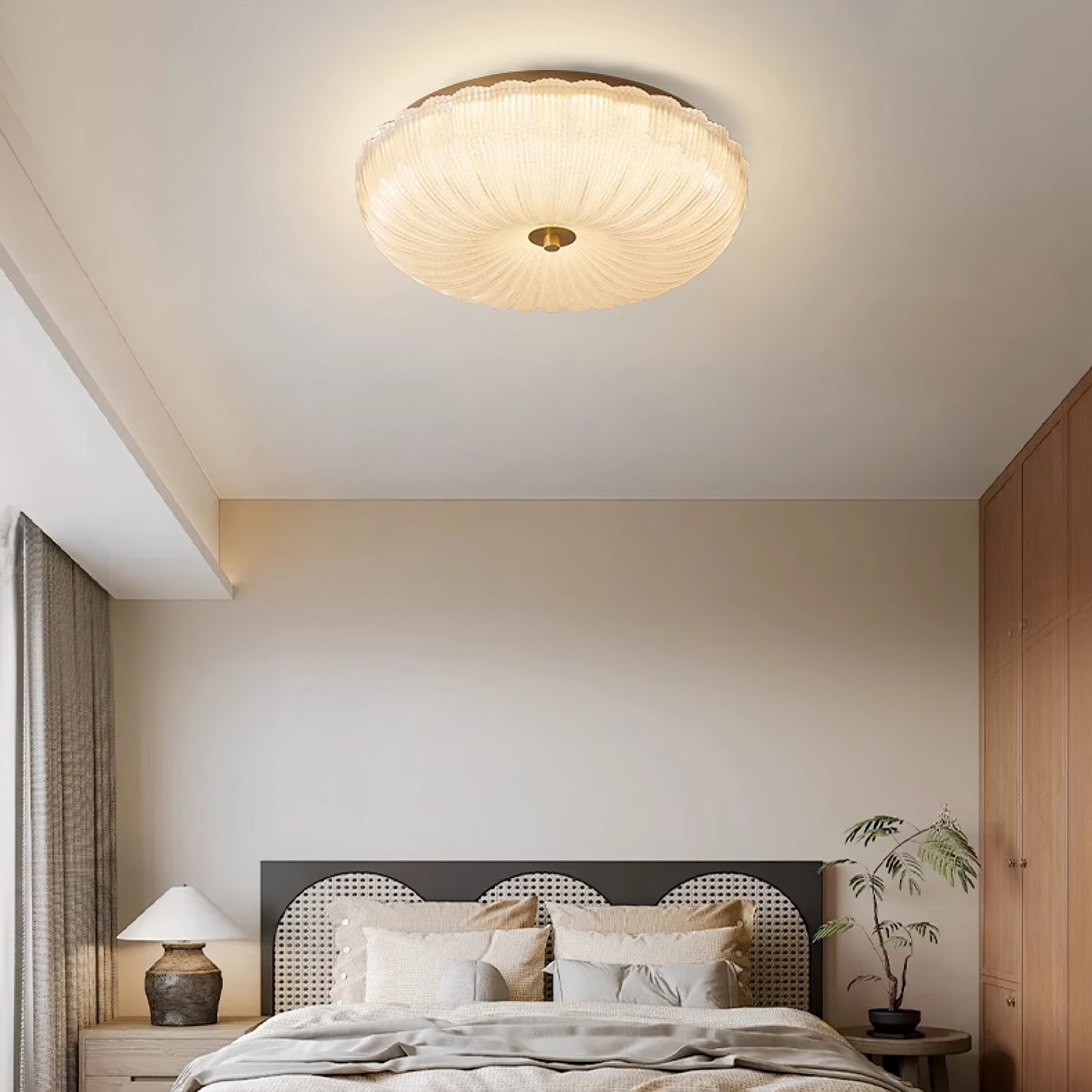 Halo Ripple Glass Modern Round Flush Ceiling Light