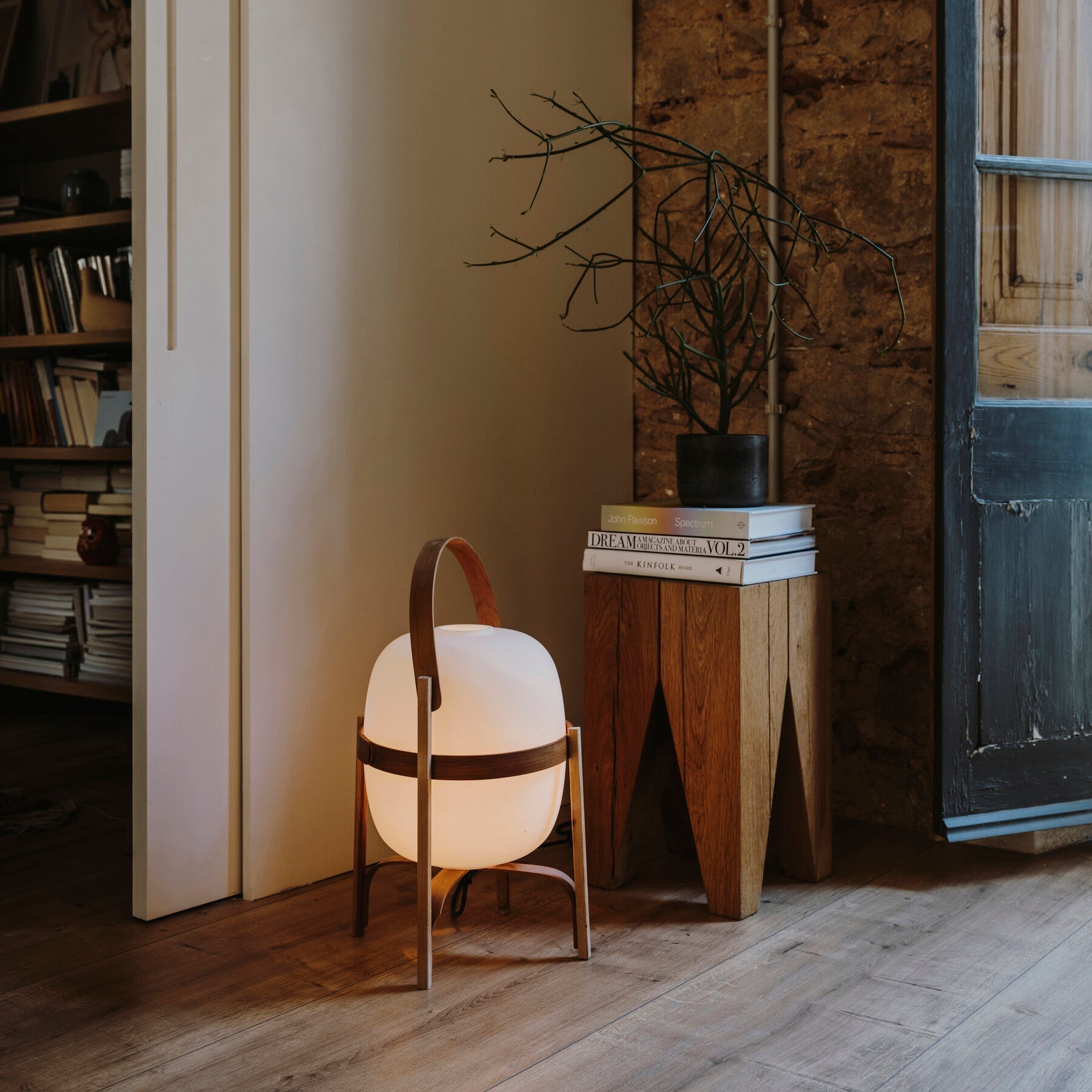 Faron Lantern Wood Table Lamp
