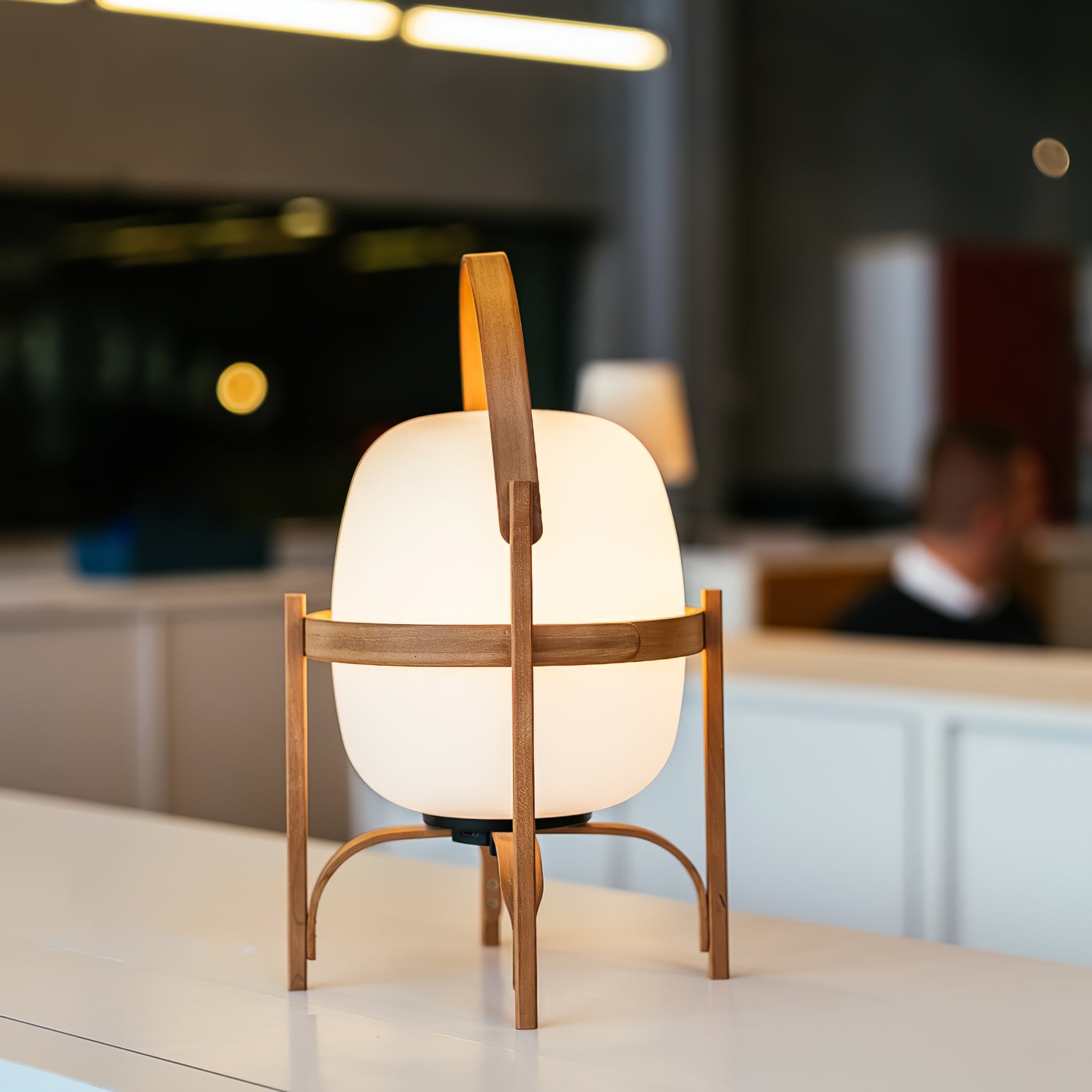 Faron Lantern Wood Table Lamp