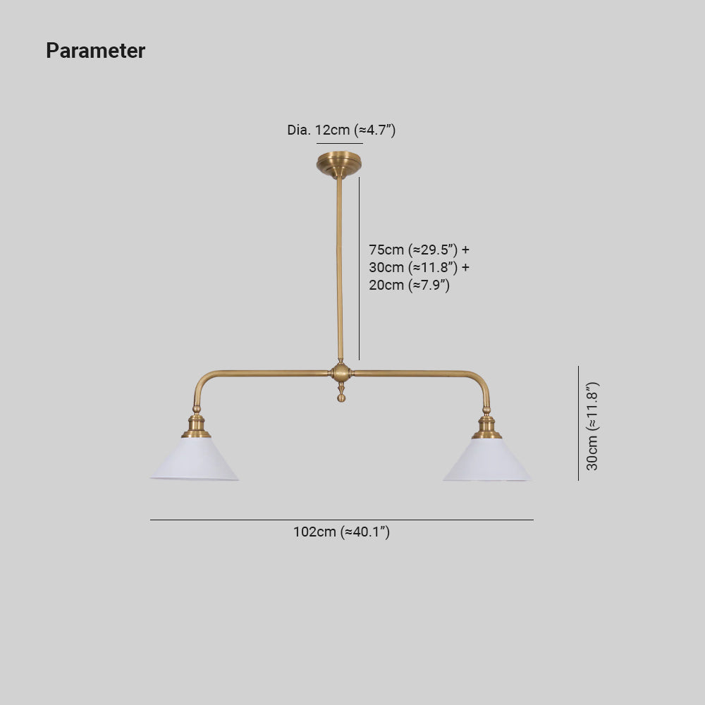 Zya Retro Ceramic Aluminum 2-Light Linear Pendant Light