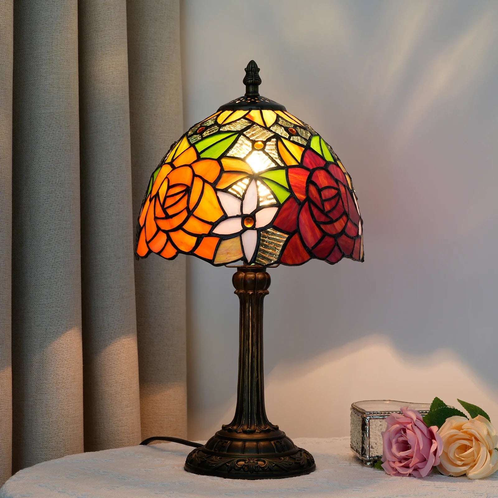 Selma Vintage Stained Glass Table Lamp