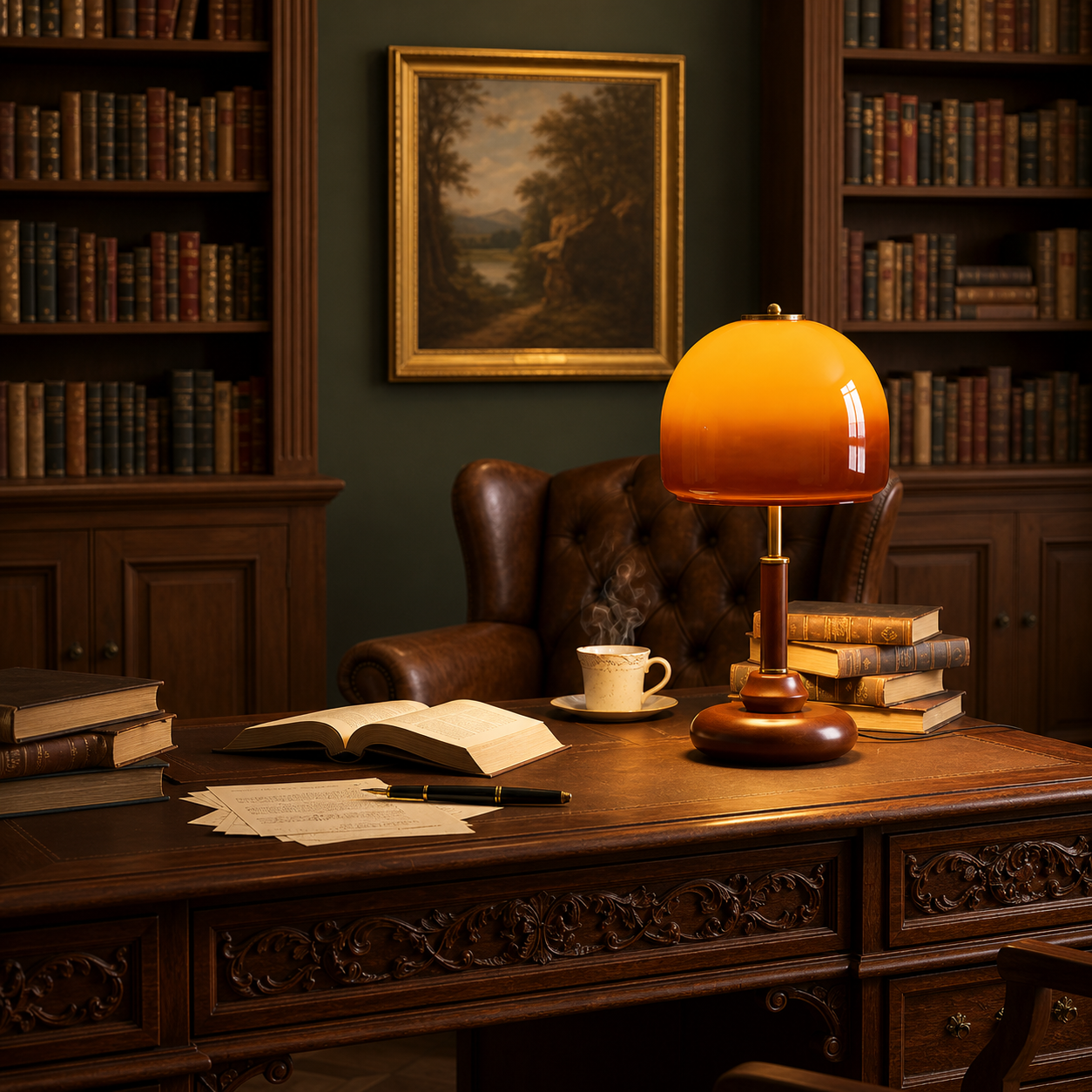 Amelo Amber Dome Table Lamp
