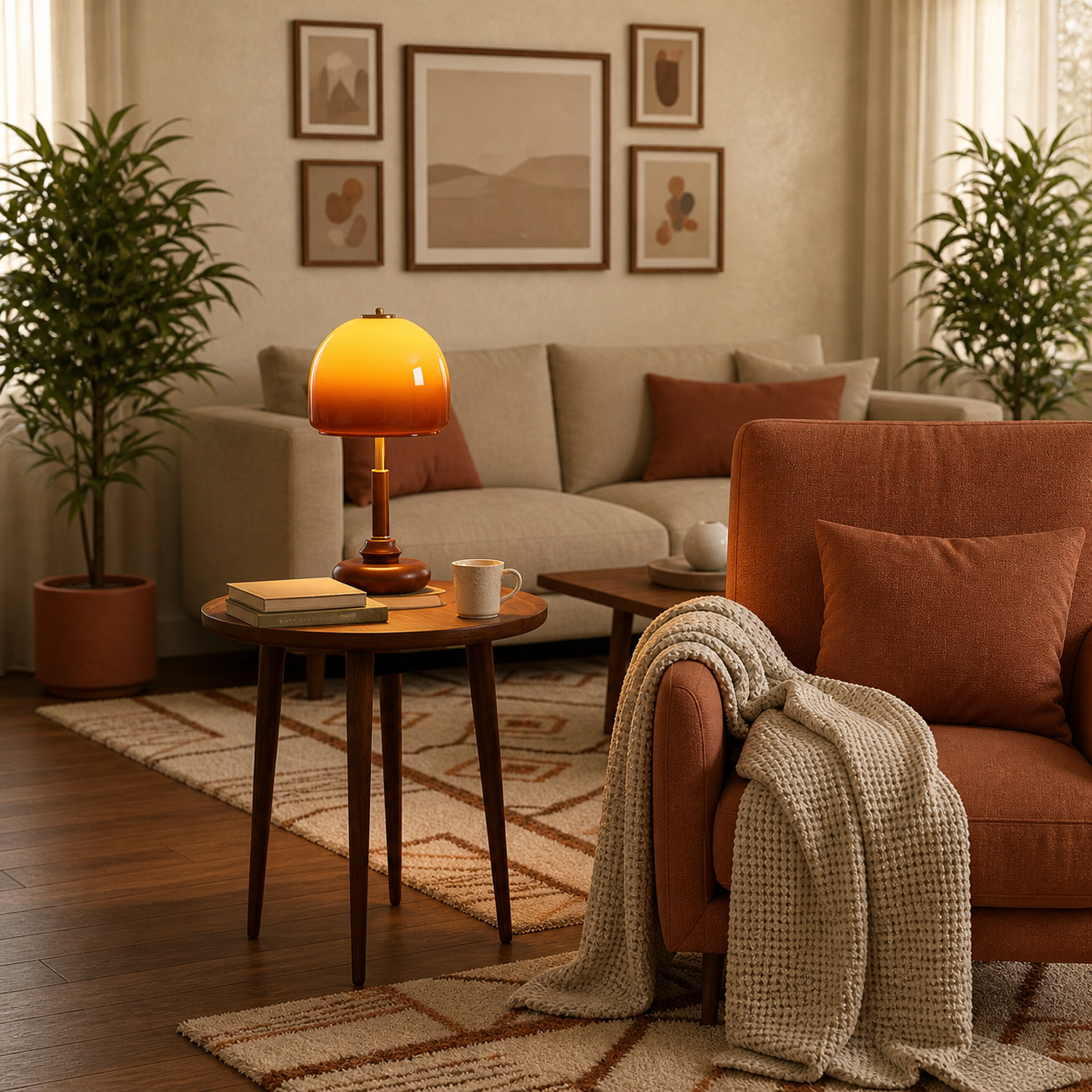 Amelo Amber Dome Table Lamp