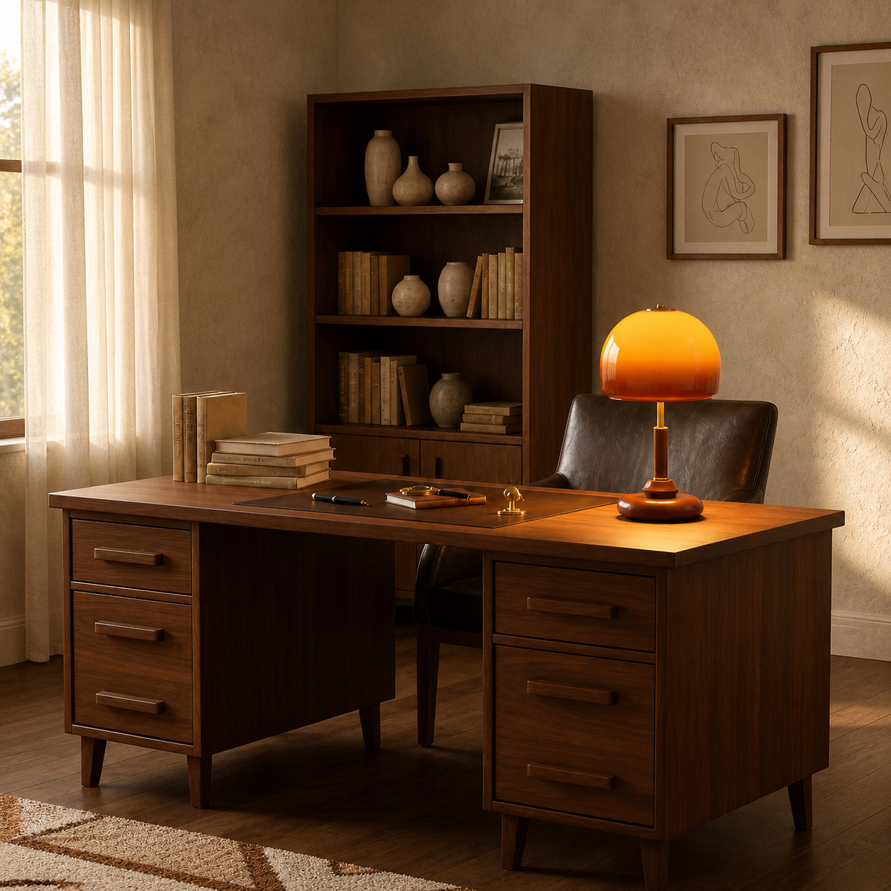 Amelo Amber Dome Table Lamp