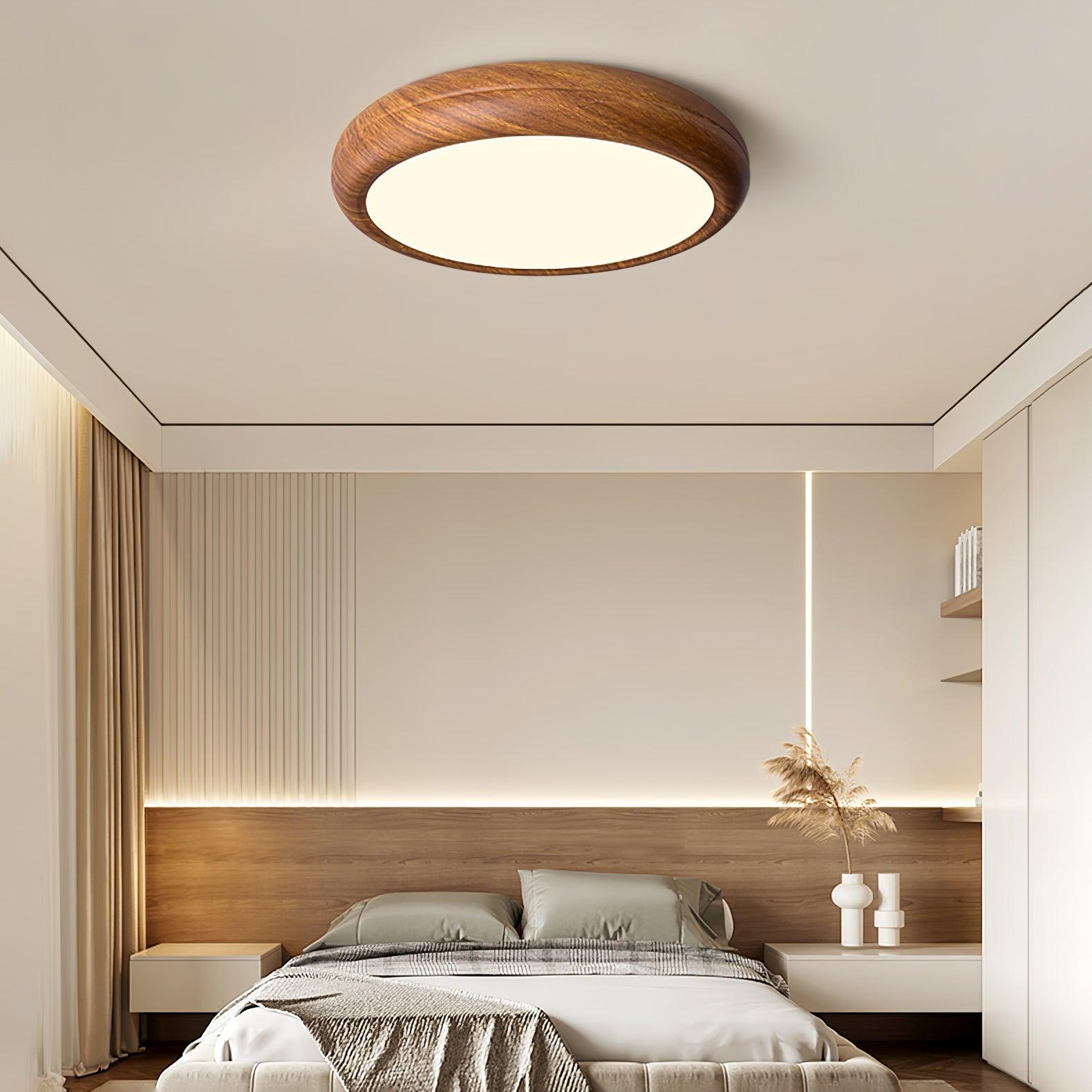 Grena Nordic Wood Flush Ceiling Light