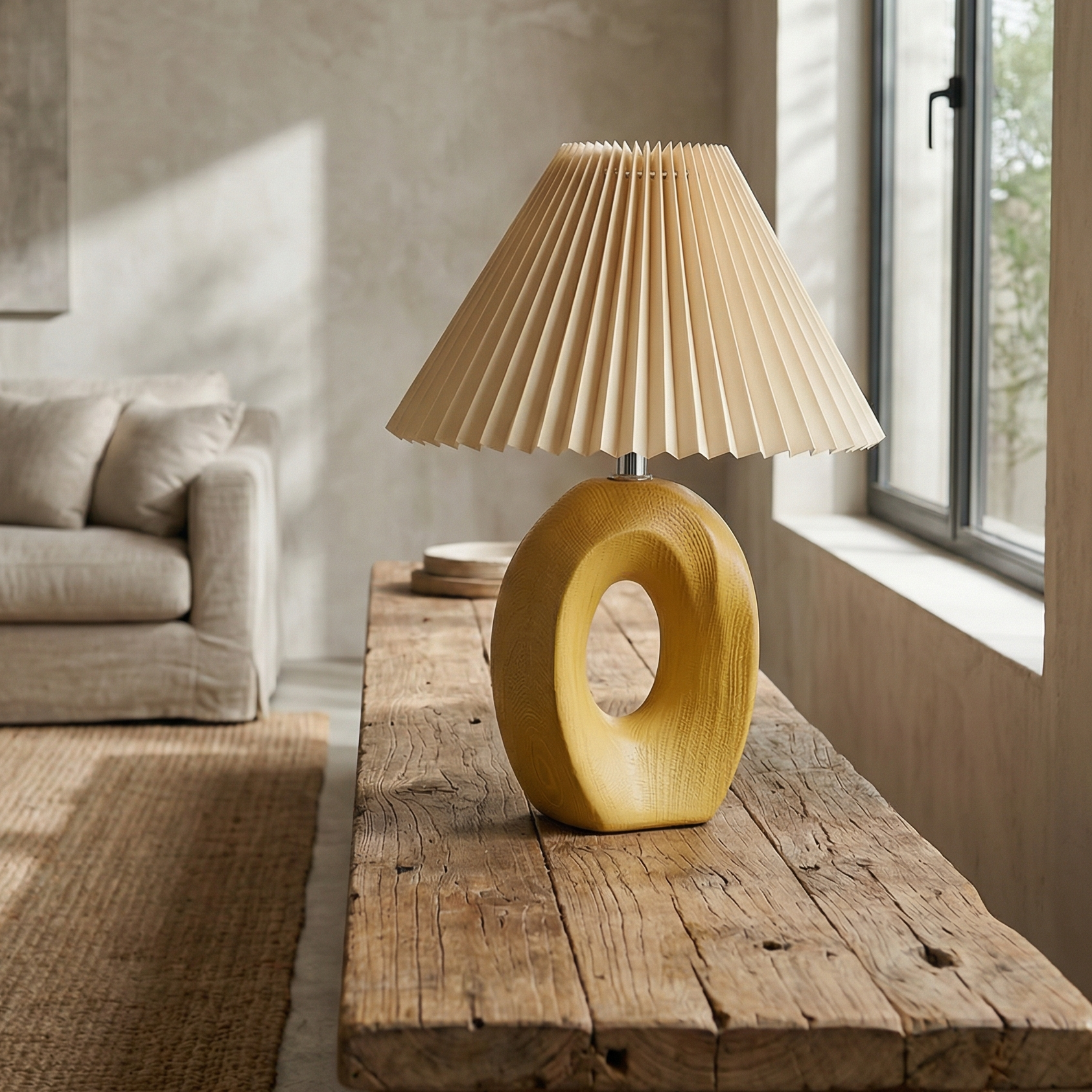 Jevo Sculpted Wood Table Lamp