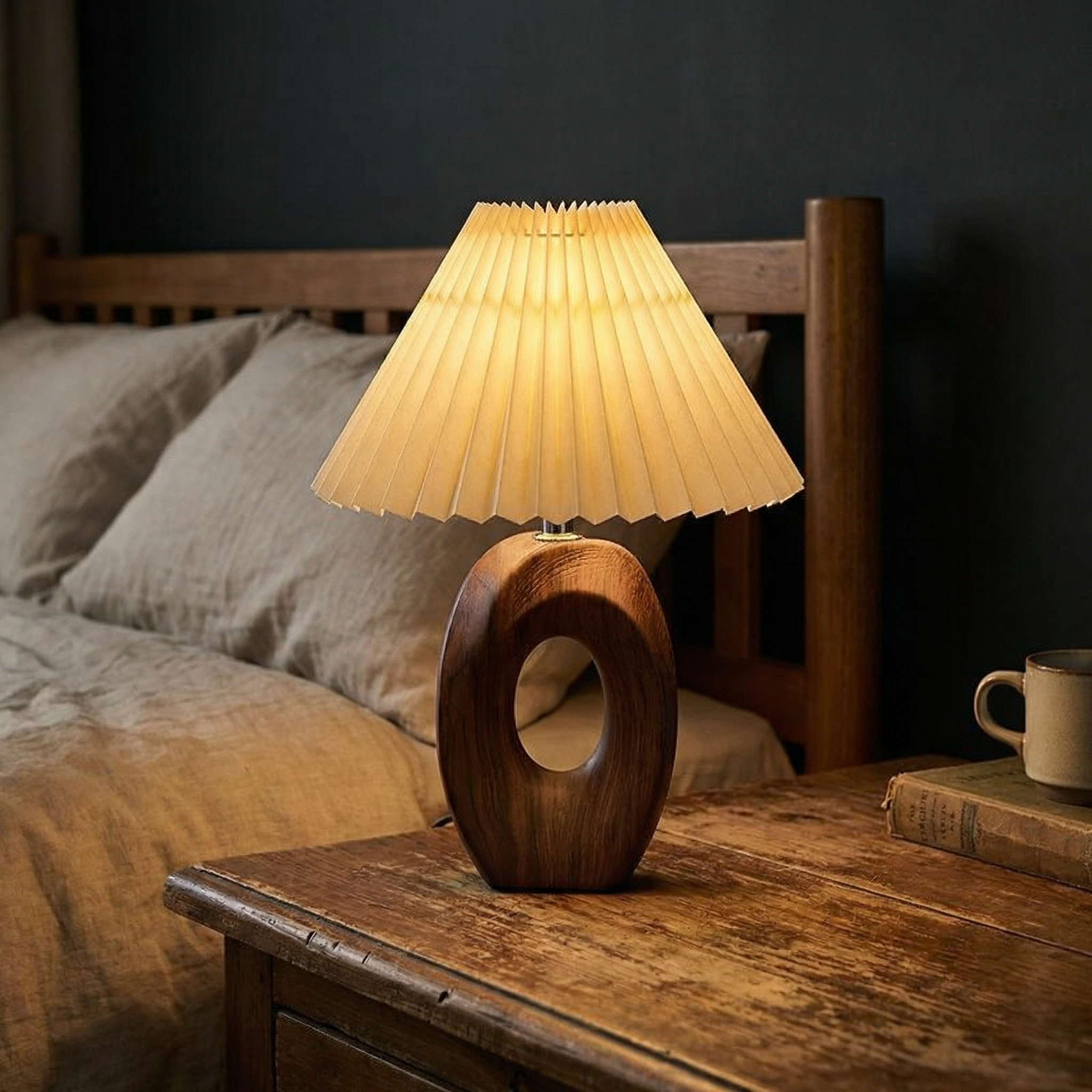 Jevo Sculpted Wood Table Lamp
