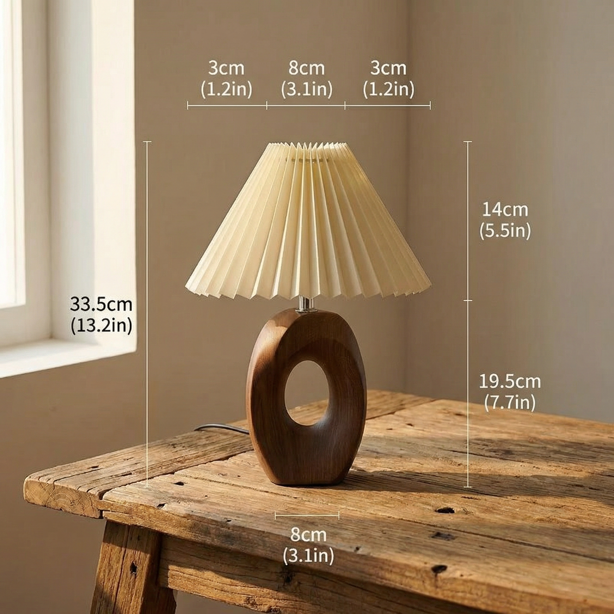 Jevo Sculpted Wood Table Lamp